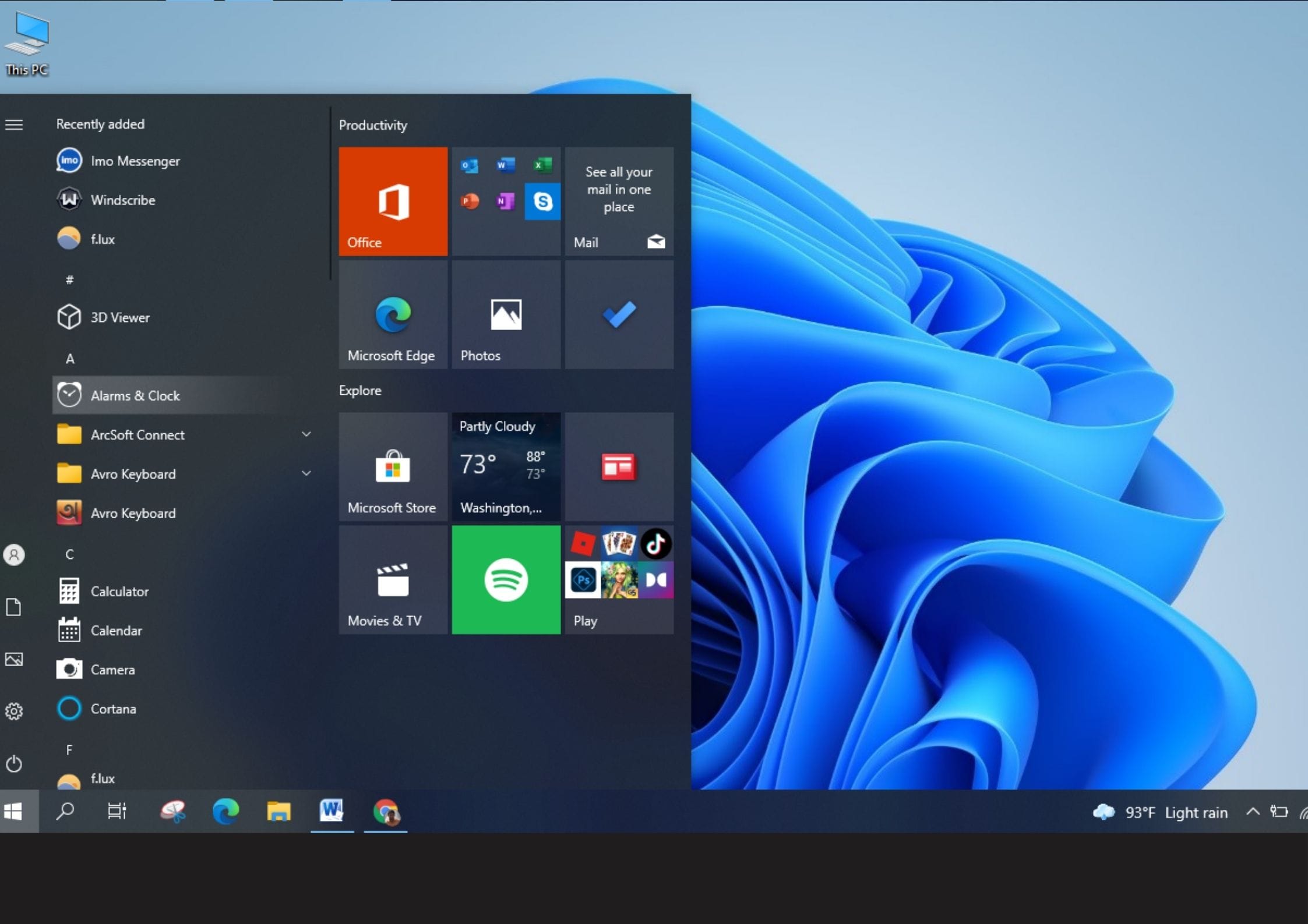 windows start menu