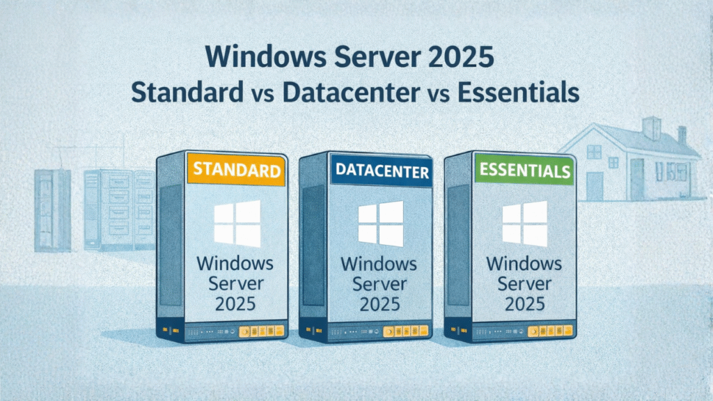 Windows Server 2025 Standard vs Datacenter vs Essentials